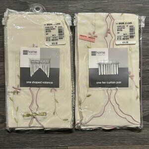 JCPenney Home Tier Curtain Set 60"x24" 38" Valance Set Embroidered Floral